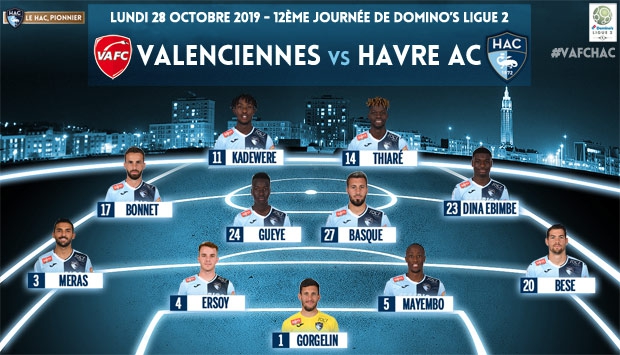 Valenciennes - HAC : le 11 de départ havrais