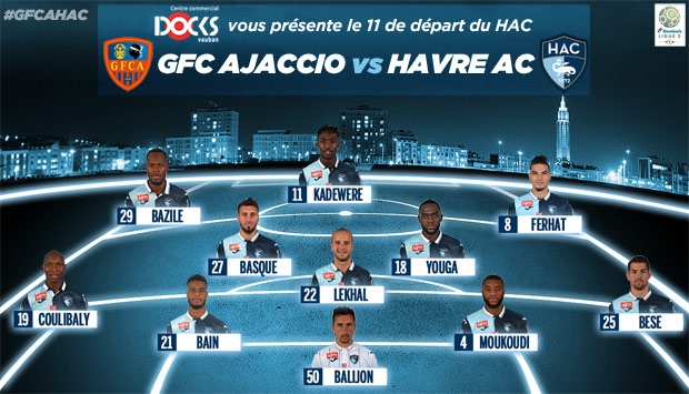 GFC Ajaccio - HAC : le 11 de départ du HAC
