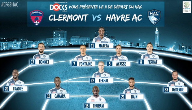 Clermont - HAC : le 11 de départ havrais