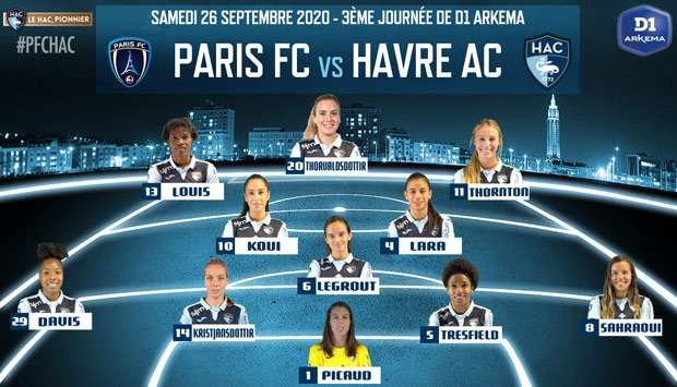 Féminines : Paris FC - HAC : le 11 de depart du HAC