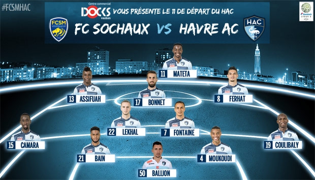 FC Sochaux - HAC : le 11 de départ du HAC