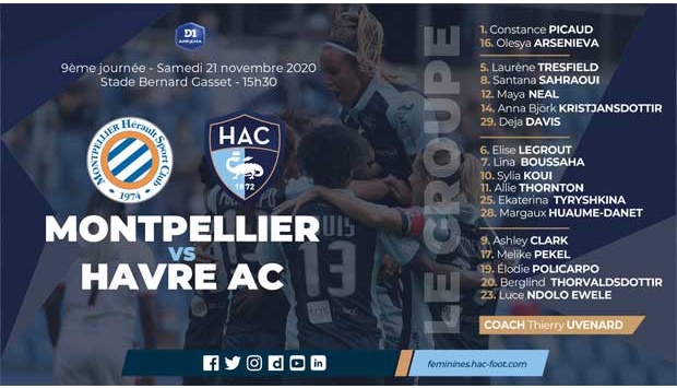 Féminines / le groupe retenu par Thierry Uvenard pour le match à Montpellier