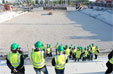 Les supporters en visite sur le chantier du stade