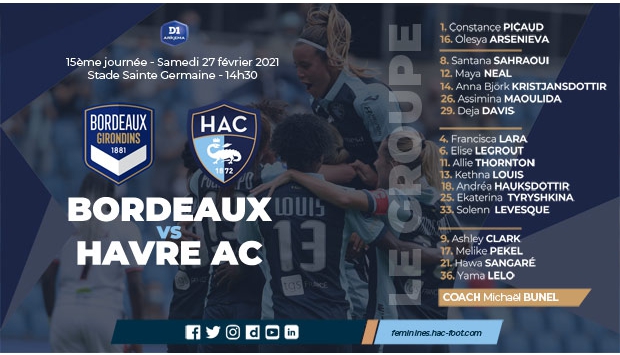 Féminines / Bordeaux - HAC : le groupe retenu par Michaël Bunel