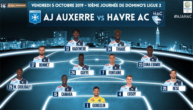 Auxerre - HAC : le 11 de départ havrais