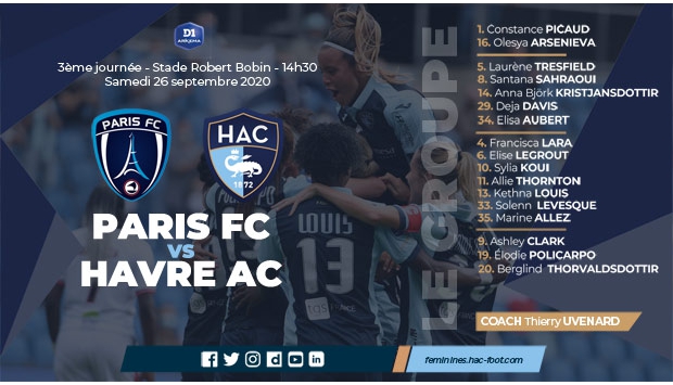 Féminines / Paris FC - HAC : le groupe retenu par Thierry Uvenard
