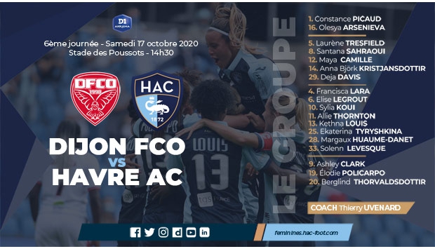 Féminines / Le groupe retenu par Thierry Uvenard face à Dijon