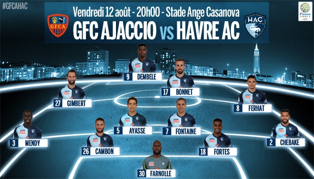 GFC Ajaccio - HAC : le 11 de départ havrais